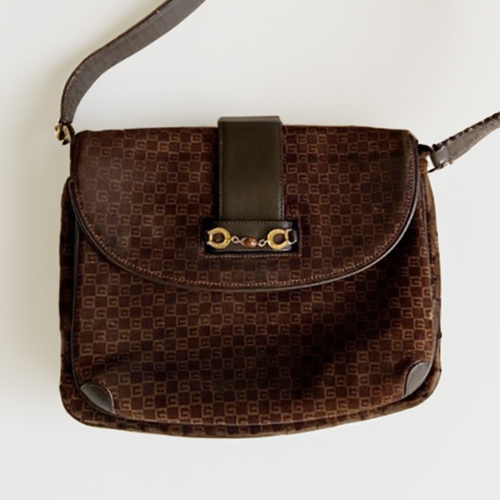 RARE Vintage Gucci Brown Suede Horsebit Bag